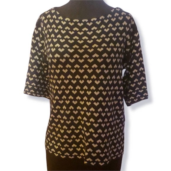 Tory Burch Sweaters - EUC Tory Burch size M. Heart print sweater, cotton/linen blend, black and cream.